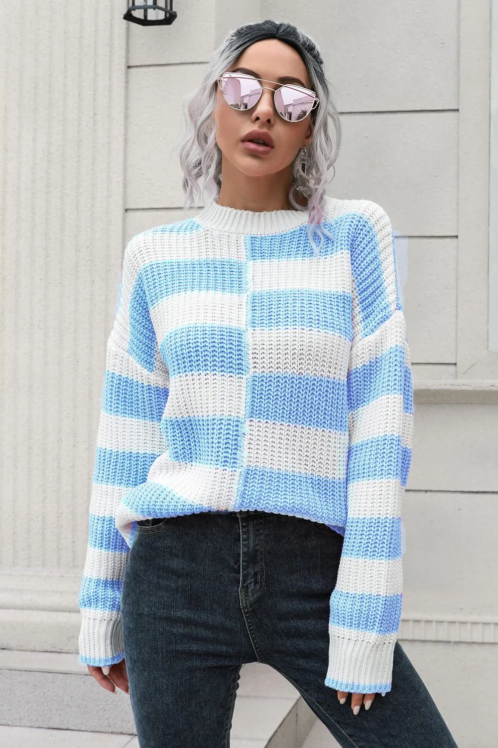 Color Block Dropped Shoulder Sweater, image 5