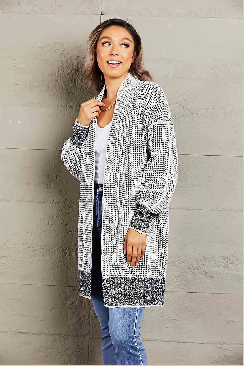 Heathered Open Front Longline Cardigan, image 9