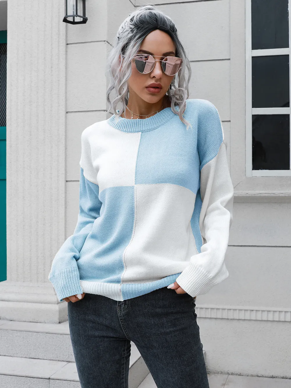 Contrast Drop Shoulder Sweater, image 8