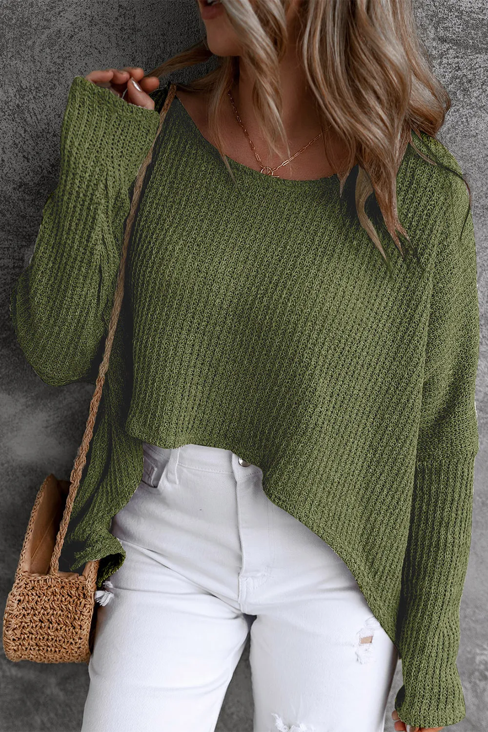 Round Neck High-Low Sweater, image 5