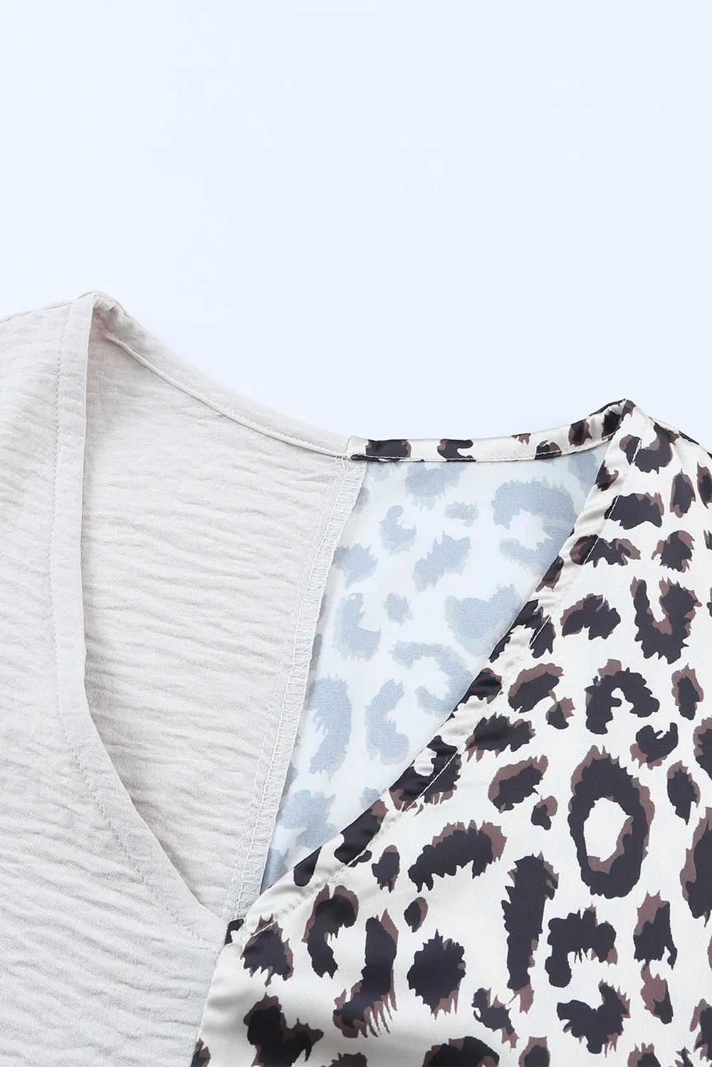 Leopard Color Block V-Neck Blouse, image 5