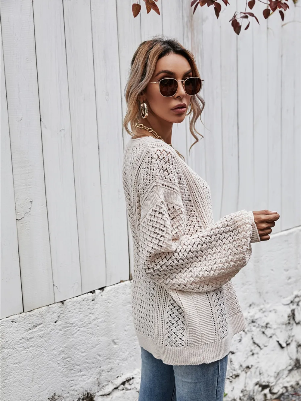 V-Neck Dropped Shoulder Sweater, image 12