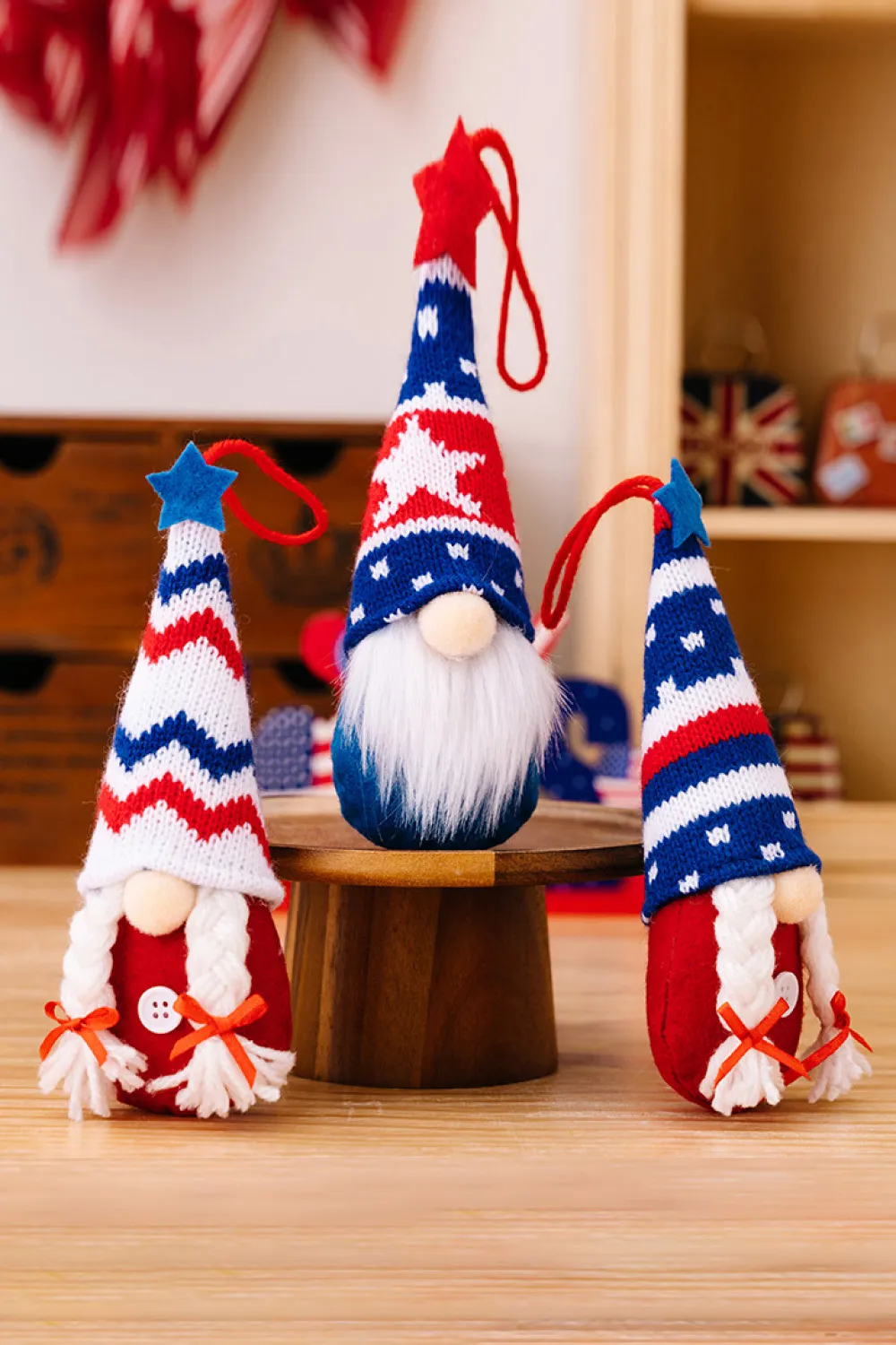 4-Piece Independence Day Knit Hanging Gnomes, image 4