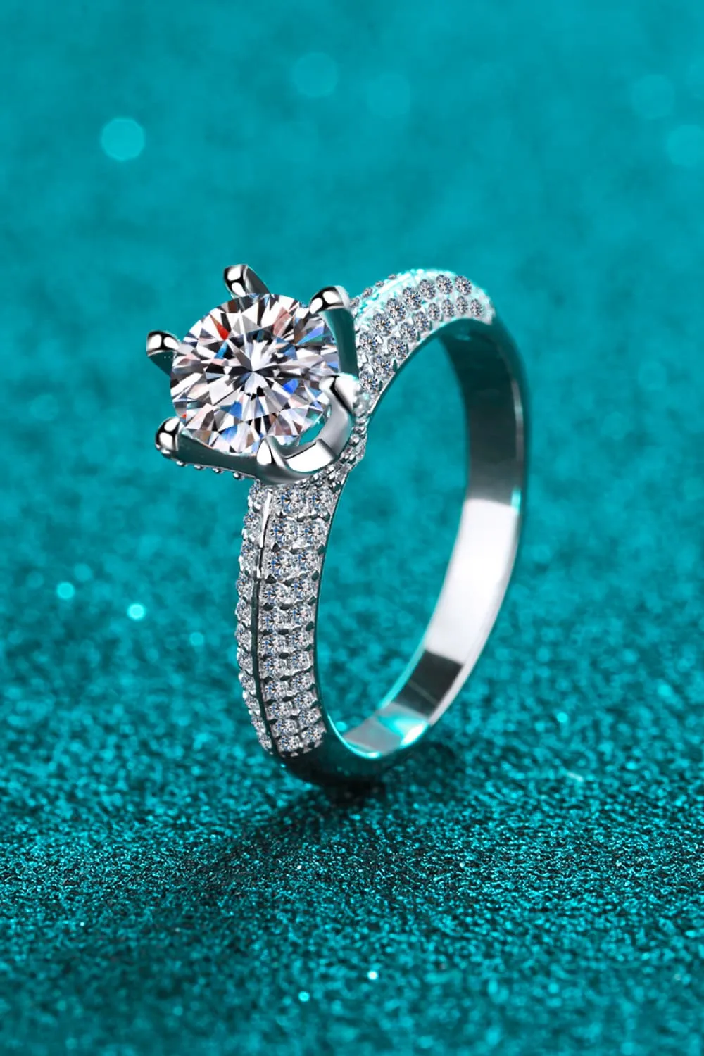 2 Carat Moissanite 925 Sterling Silver Side Stone Ring, image 2