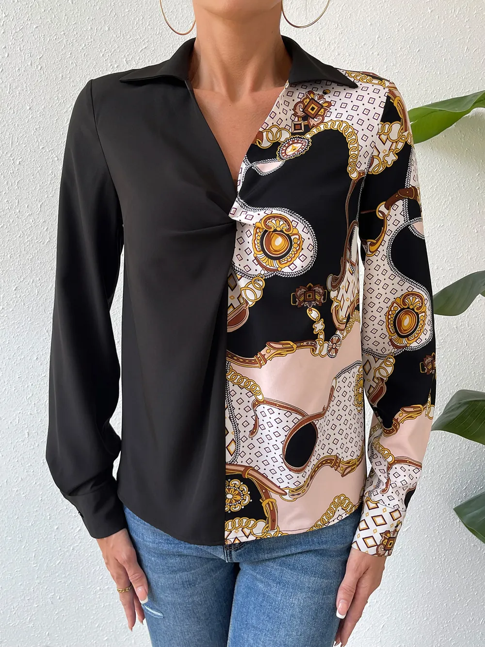 Twist Front Collared Blouse, image 3