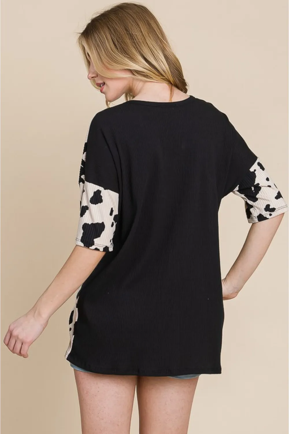 Rodeo Love Ribbed Animal Contrast Tee, image 2