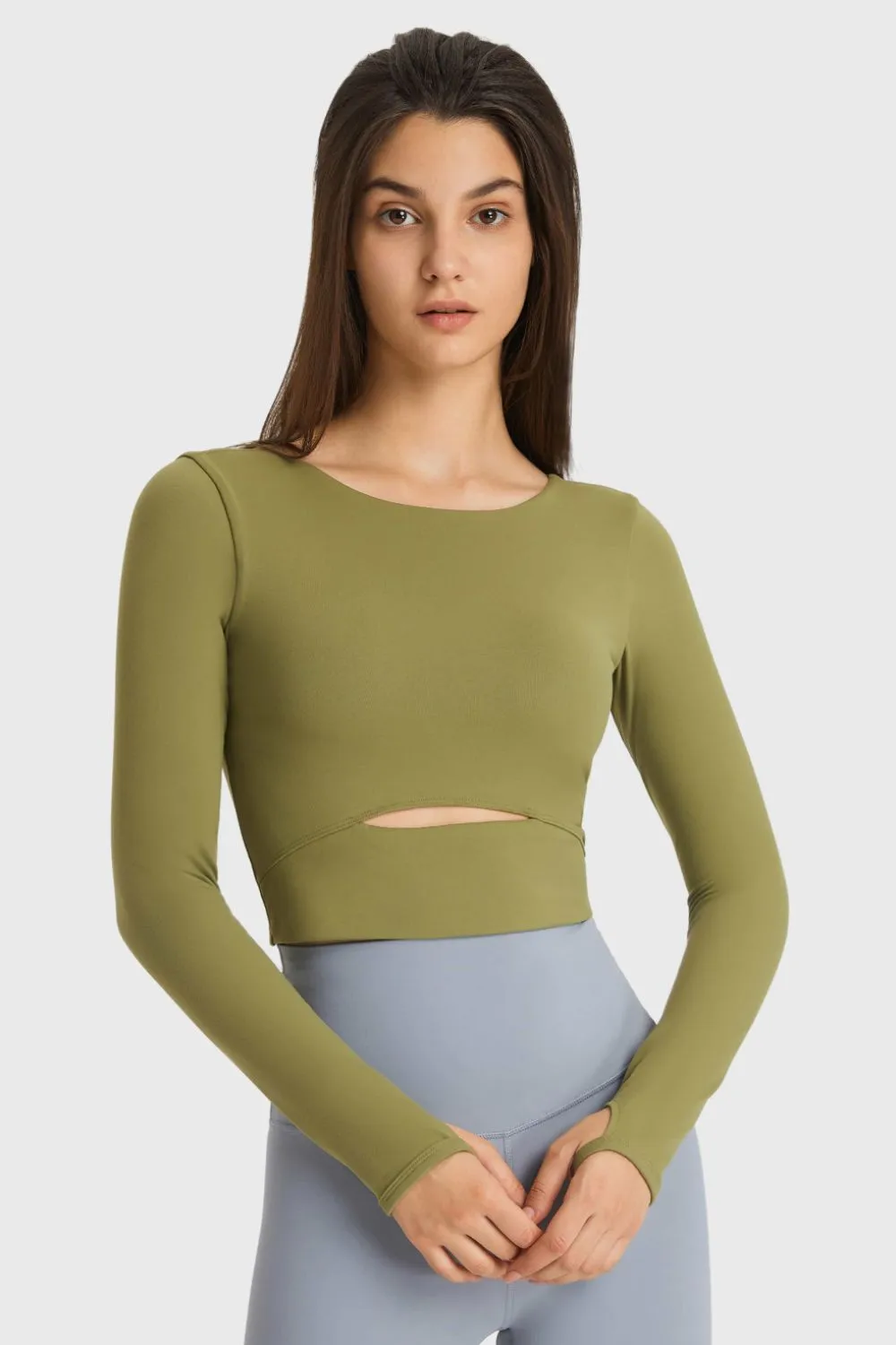 Cutout Long Sleeve Cropped Sports Top, image 5