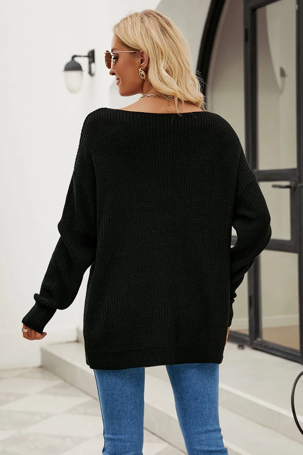 Boat Neck Dropped Shoulder Knit Top, image 11