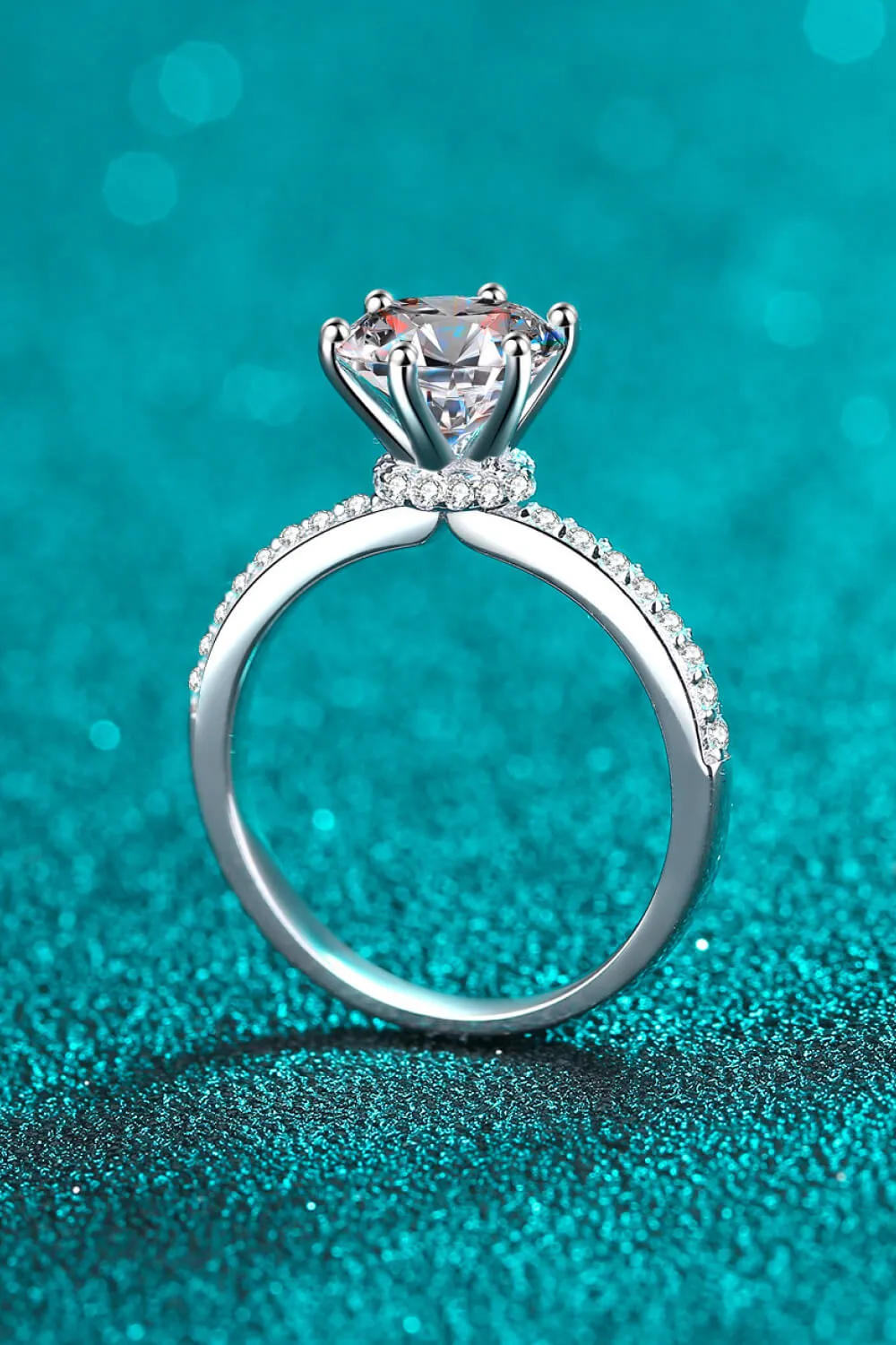 925 Sterling Silver 2 Carat Moissanite Ring, image 4