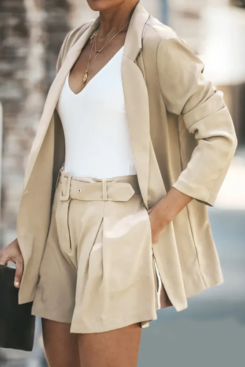 Longline Blazer and Shorts Set with Pockets, image 17