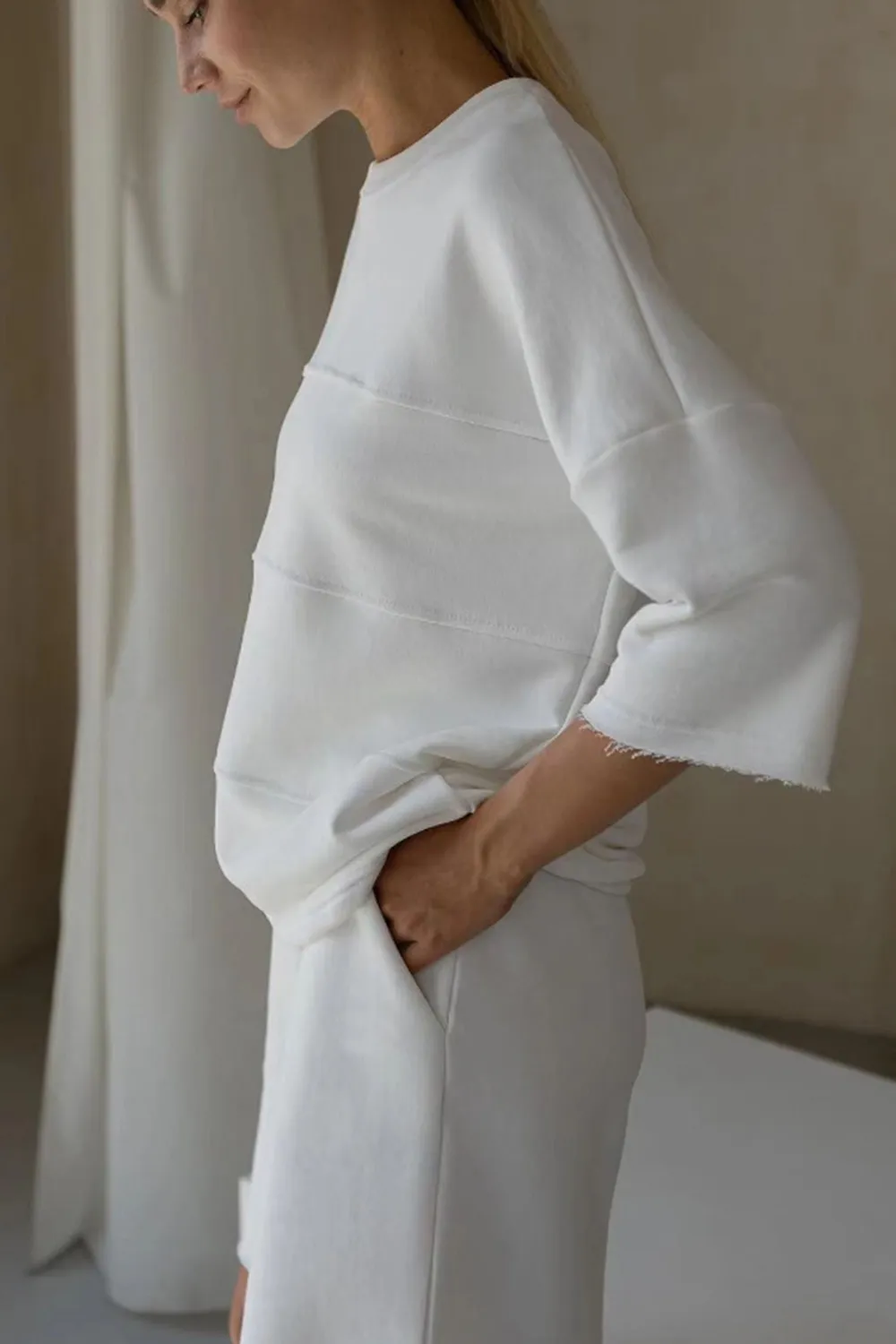 Round Neck Long Sleeve Top and Shorts Set, image 8
