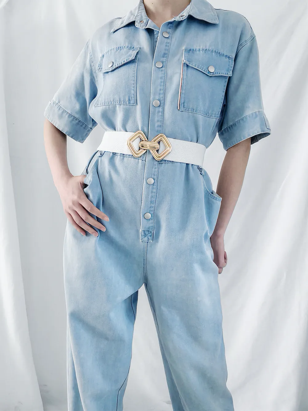 Geometric Buckle Elastic Wide Belt, image 3