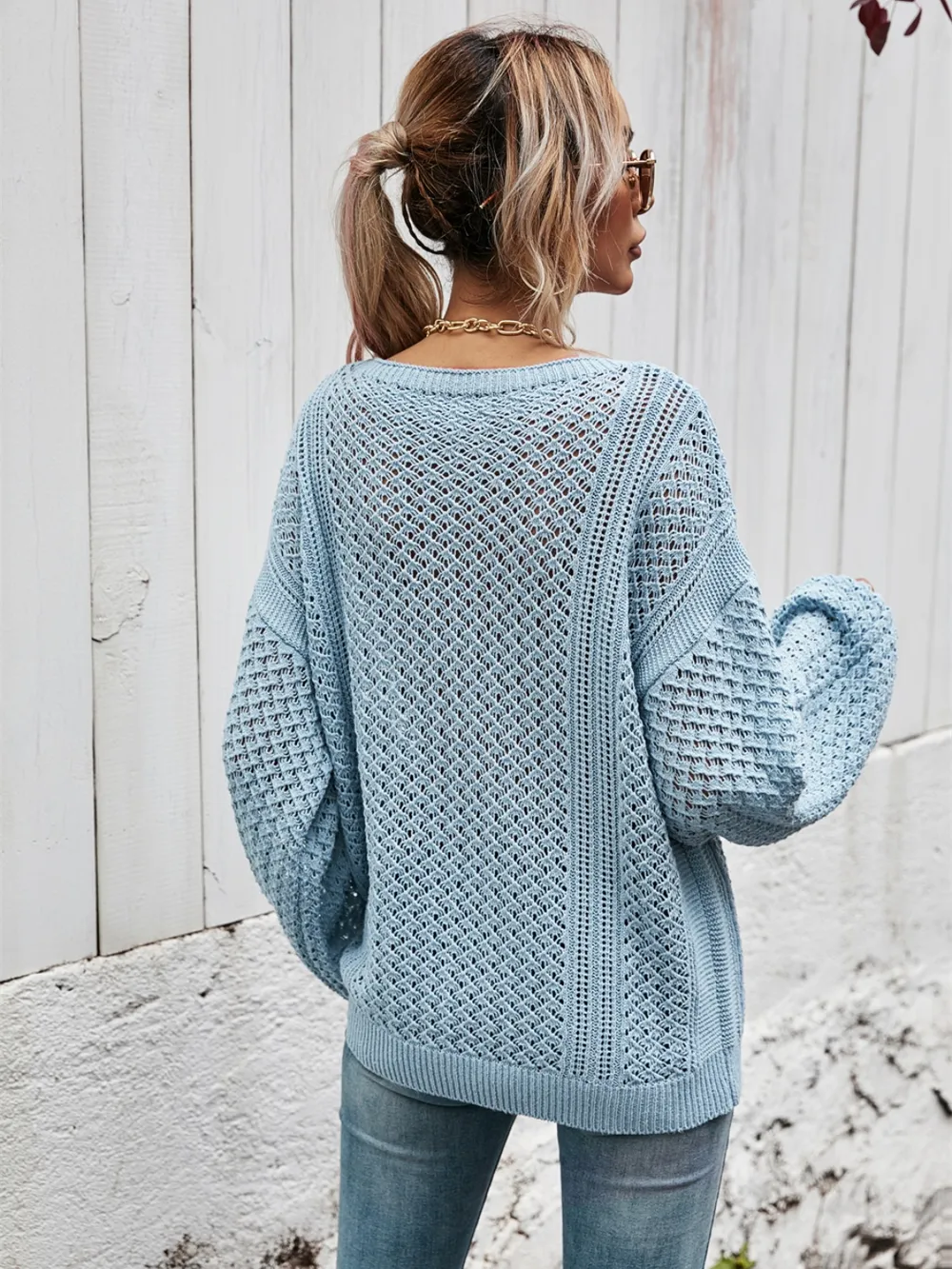 V-Neck Dropped Shoulder Sweater, image 15