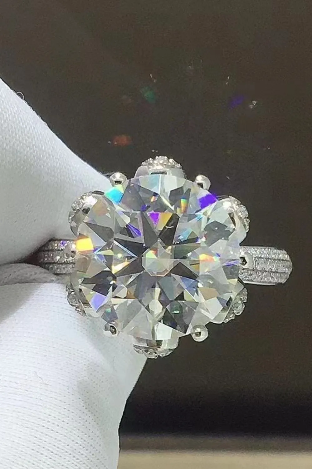 5 Carat Moissanite Side Stone Ring, image 4