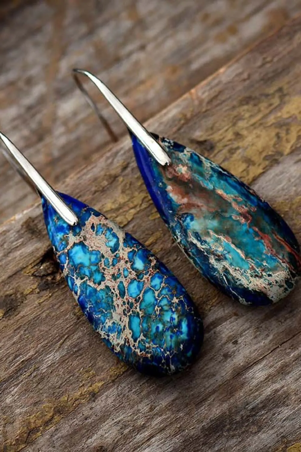 Handmade Teardrop Shape Natural Stone Dangle Earrings, image 3