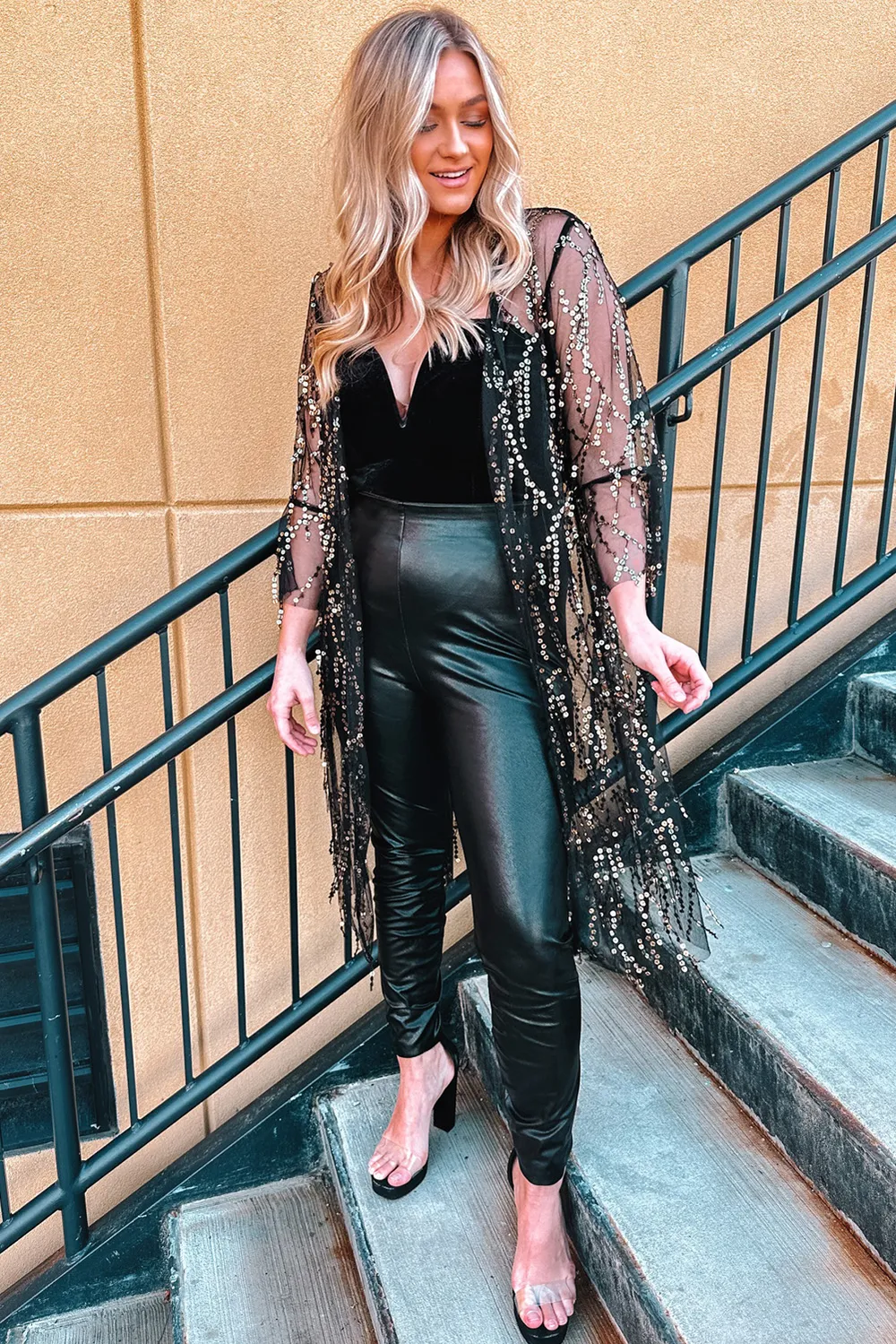 Sequin Open Front Sheer Cardigan, image 4