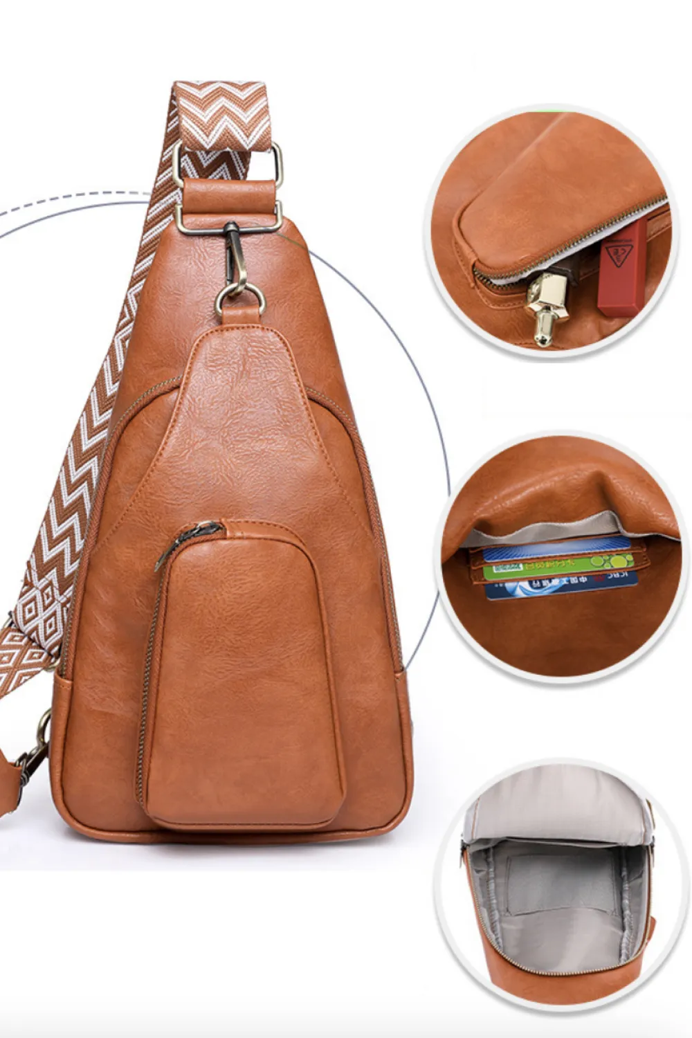 Take A Trip PU Leather Sling Bag, image 17