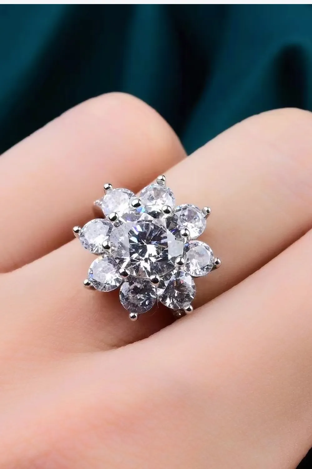 1 Carat Moissanite Flower Ring, image 2
