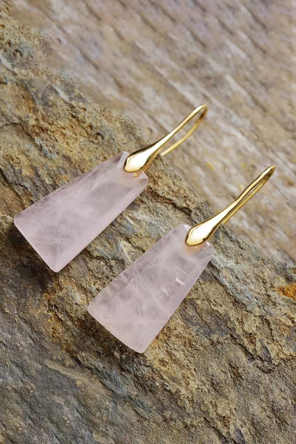 Handmade Geometrical Shape Natural Stone Dangle Earrings, image 3