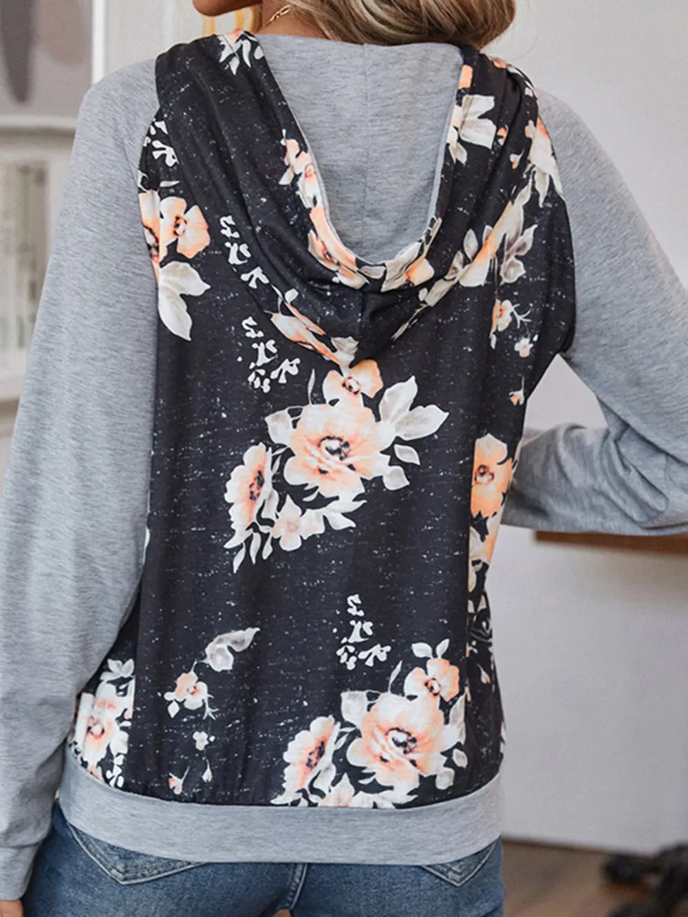 Printed Raglan Sleeve Hoodie, image 2