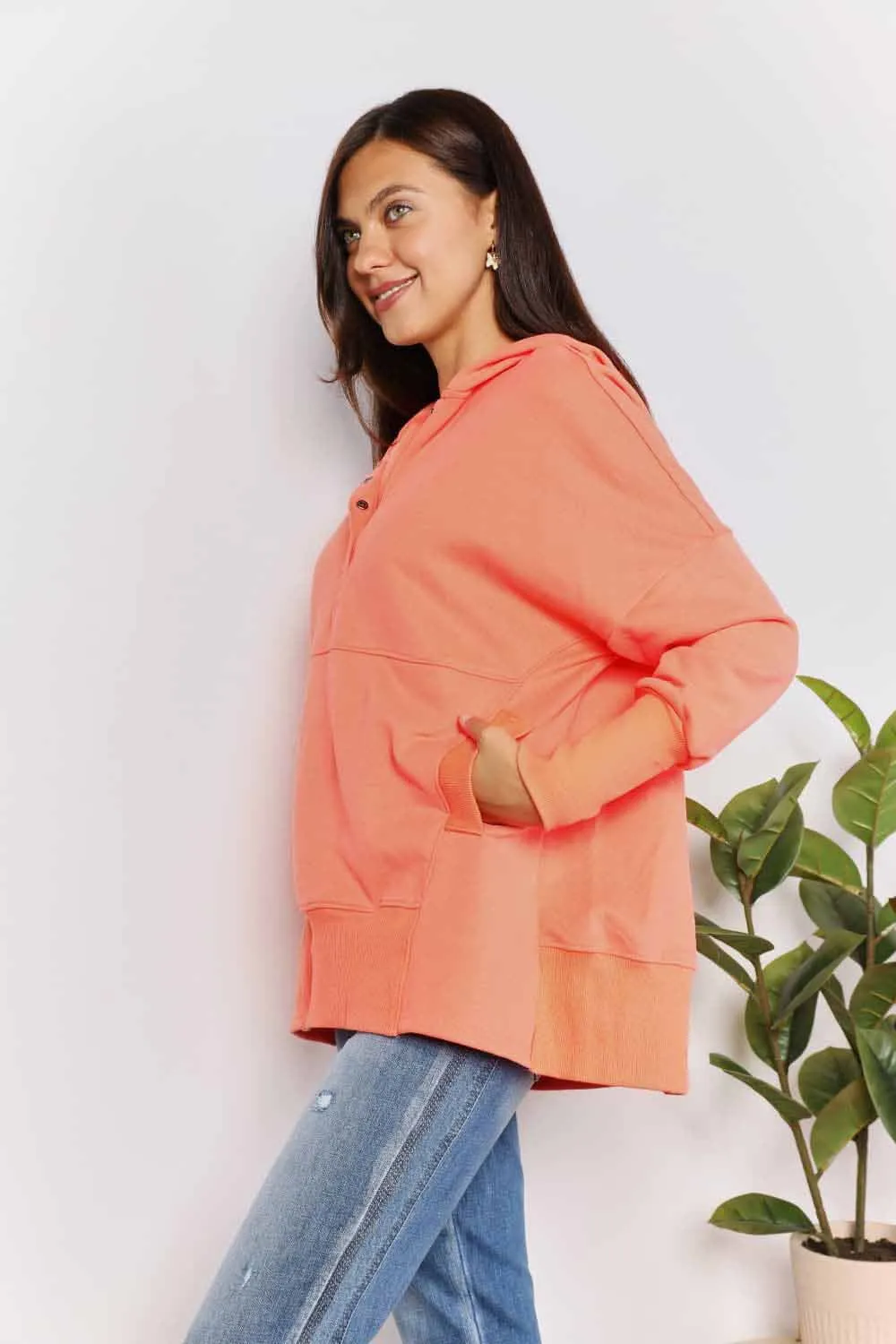 Quarter-Snap Dropped Shoulder Hoodie, image 6