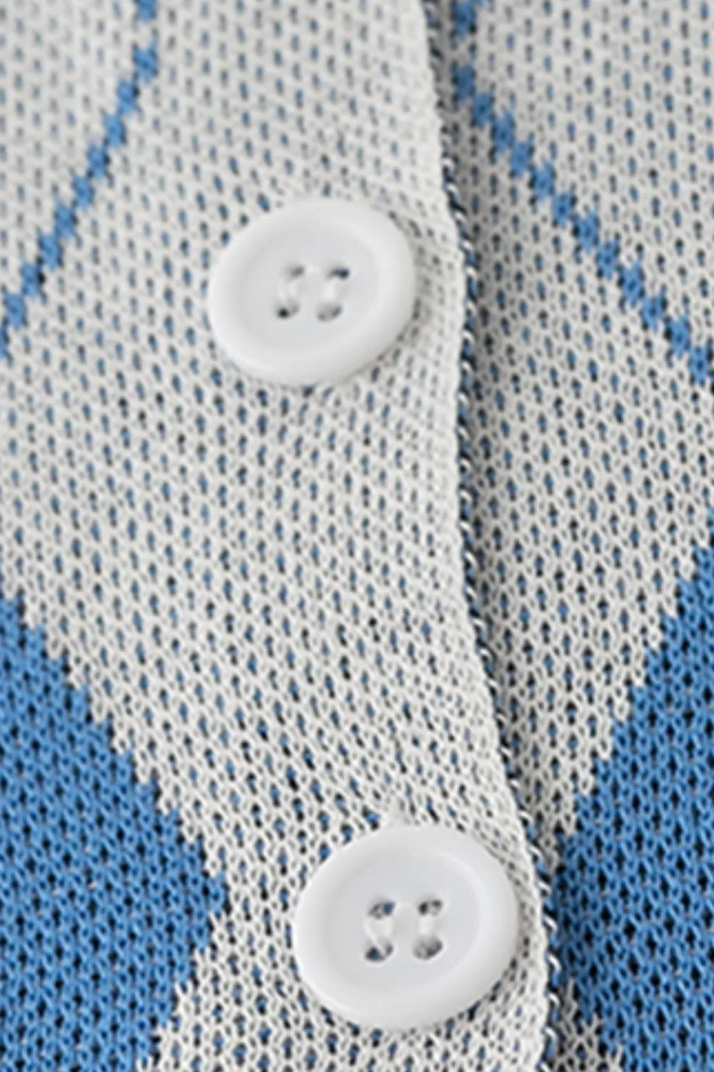 Argyle Round Neck Ribbed Trim Cardigan, image 2