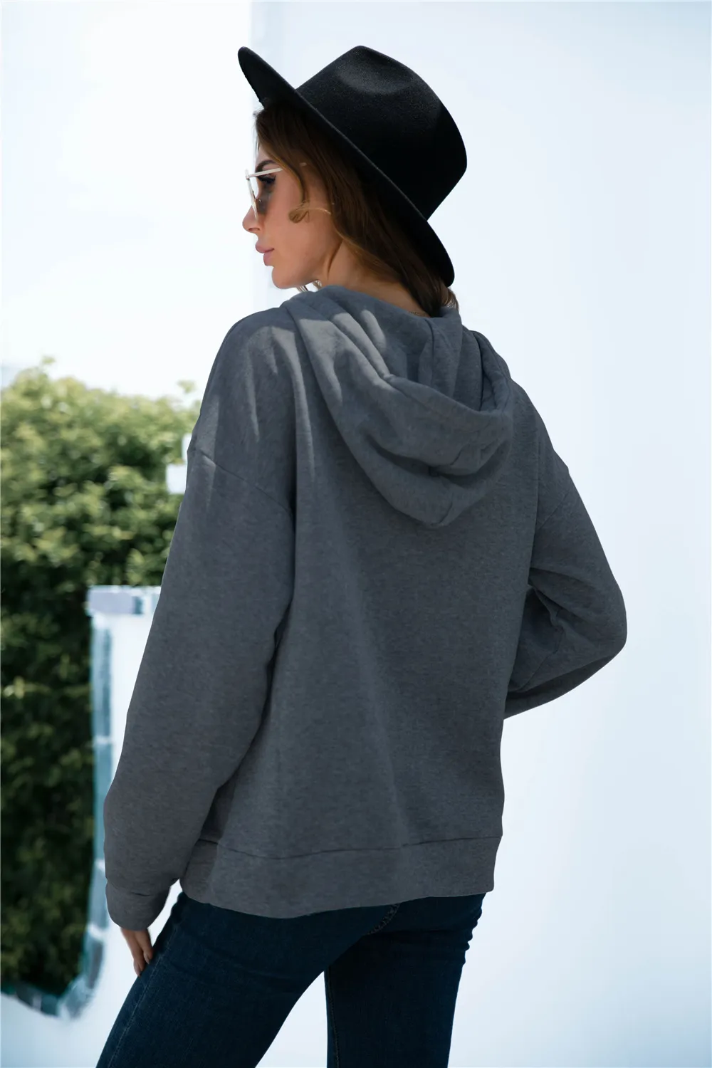 Quarter Snap Drawstring Hoodie with Kangaroo Pocket, image 6