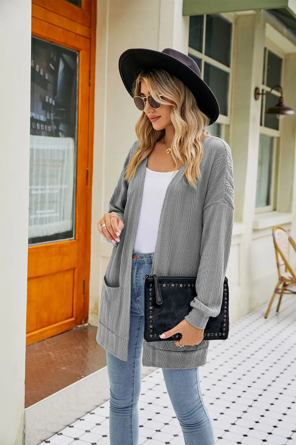 Long Sleeve Pocketed Cardigan, image 3
