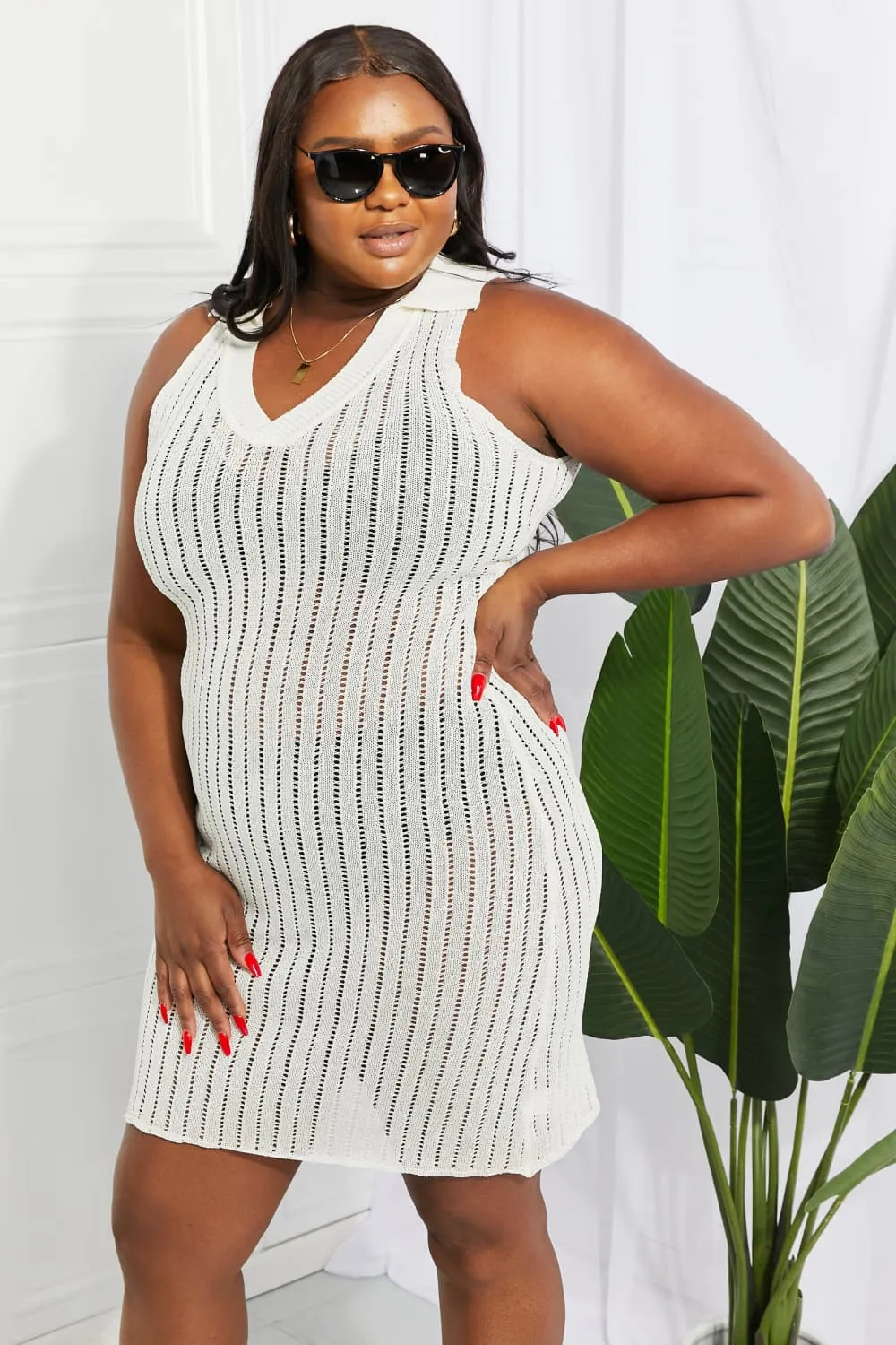 Openwork Johnny Collar Cover Up Dress, image 22