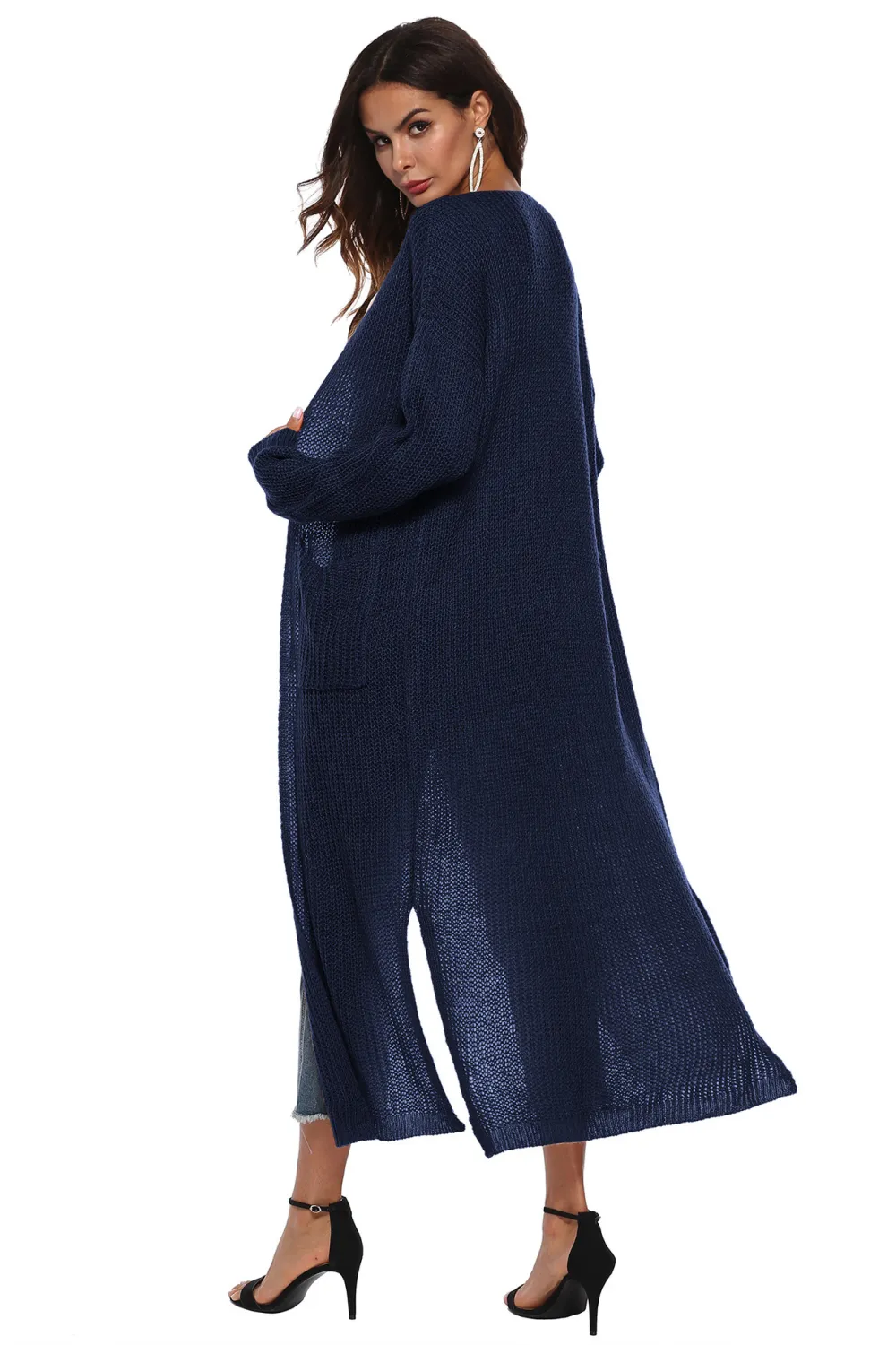 Long Sleeve Open Front Buttoned Cardigan, image 7