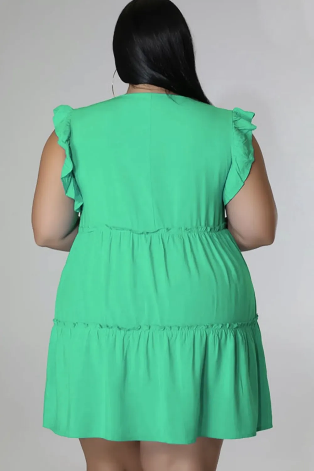 Plus Size V-Neck Frill Trim Mini Dress, image 19