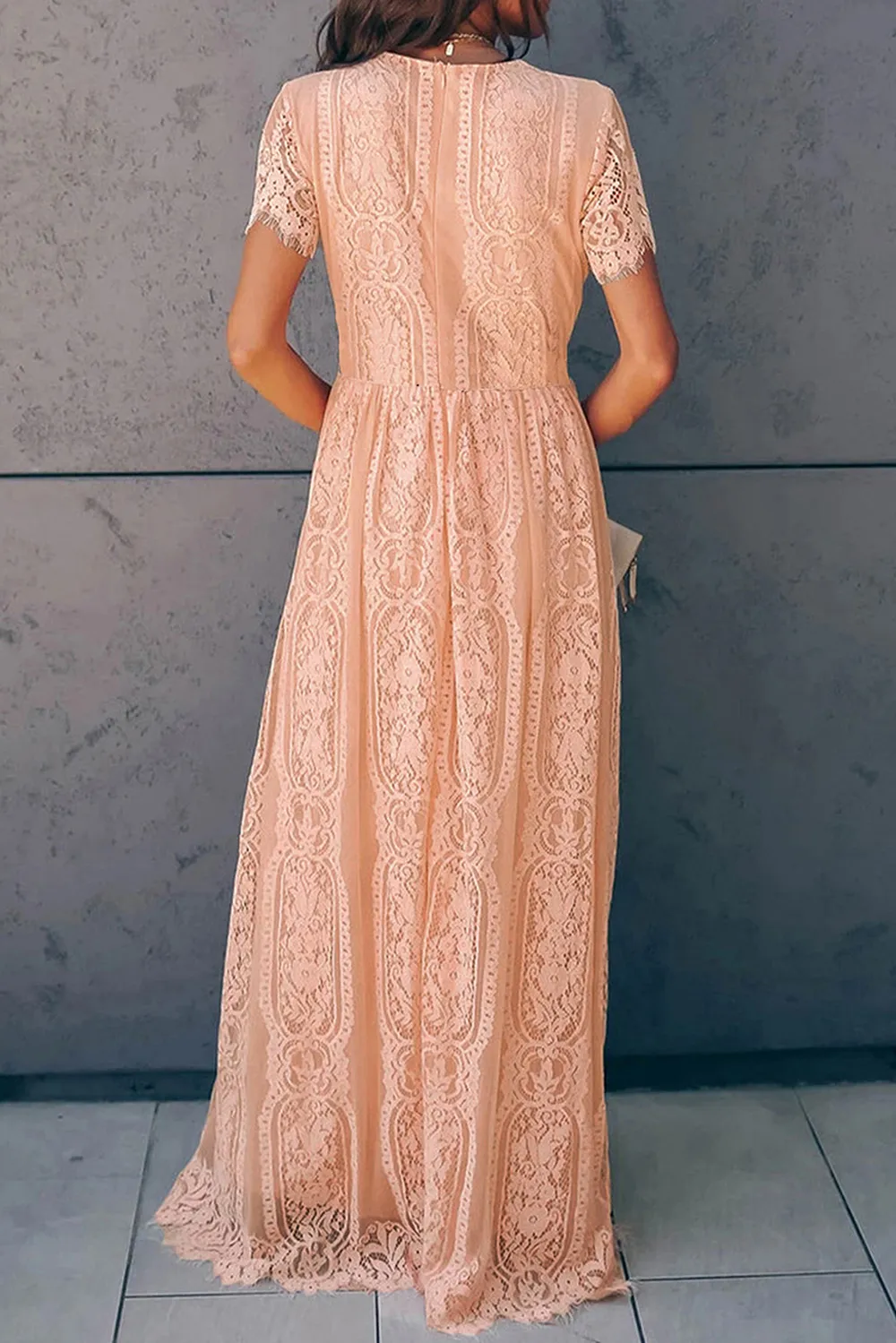 Scalloped Trim Lace Plunge Dress, image 7