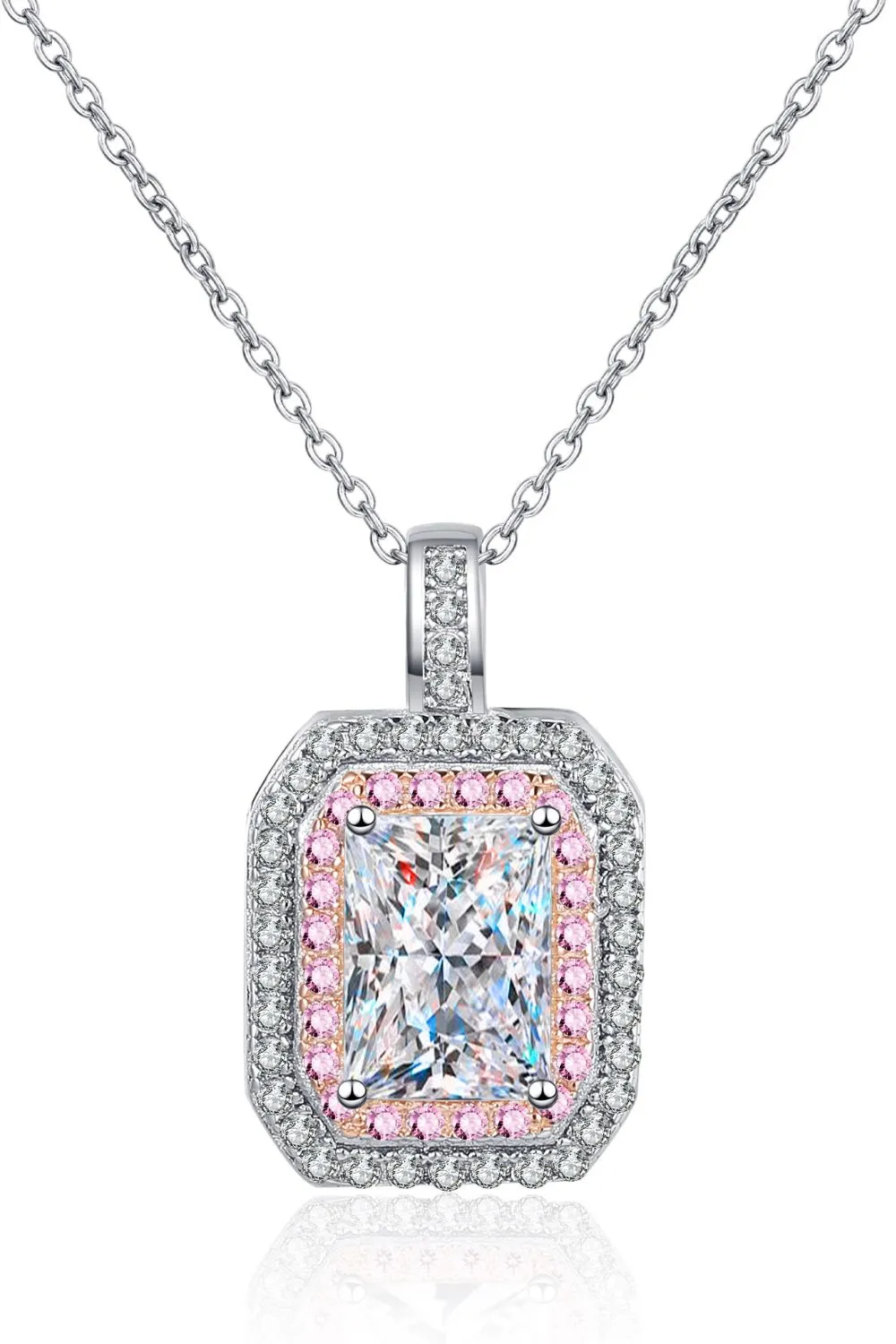 1 Carat Moissanite Geometric Pendant Chain Necklace, image 4