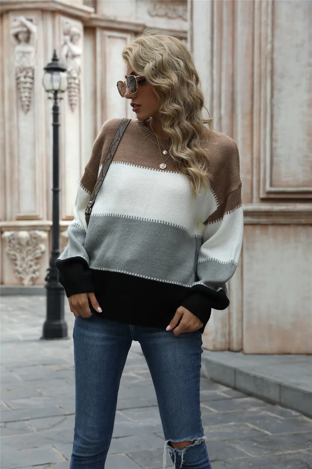 Color Block Round Neck Sweater, image 6