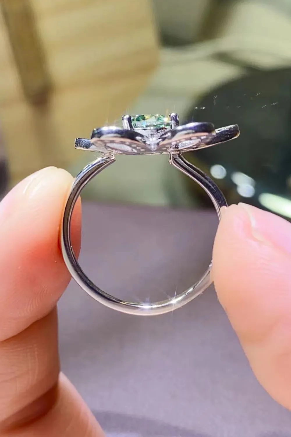 1 Carat Moissanite Flower Shape Open Ring, image 3