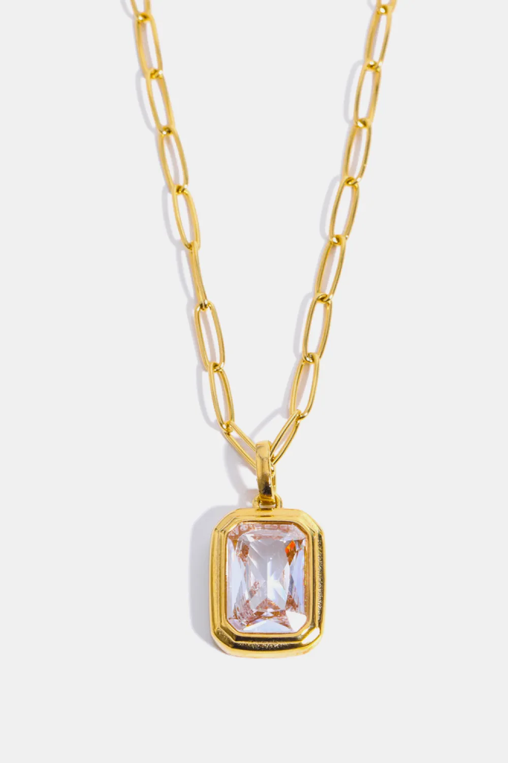 Zircon 18K Gold-Plated Geometrical Shape Pendant Necklace, image 6