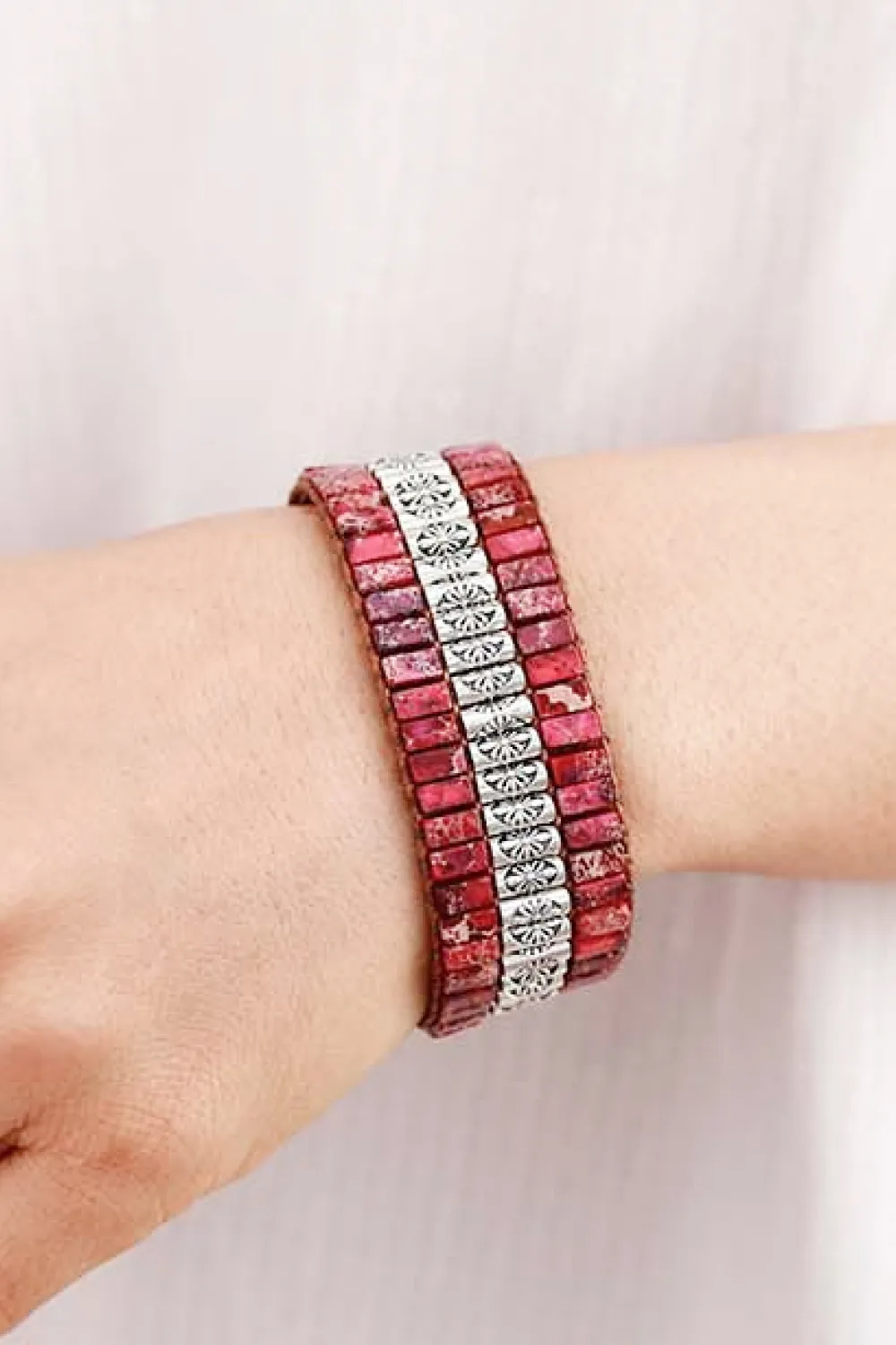Handmade Triple Layer Natural Stone Bracelet, image 7