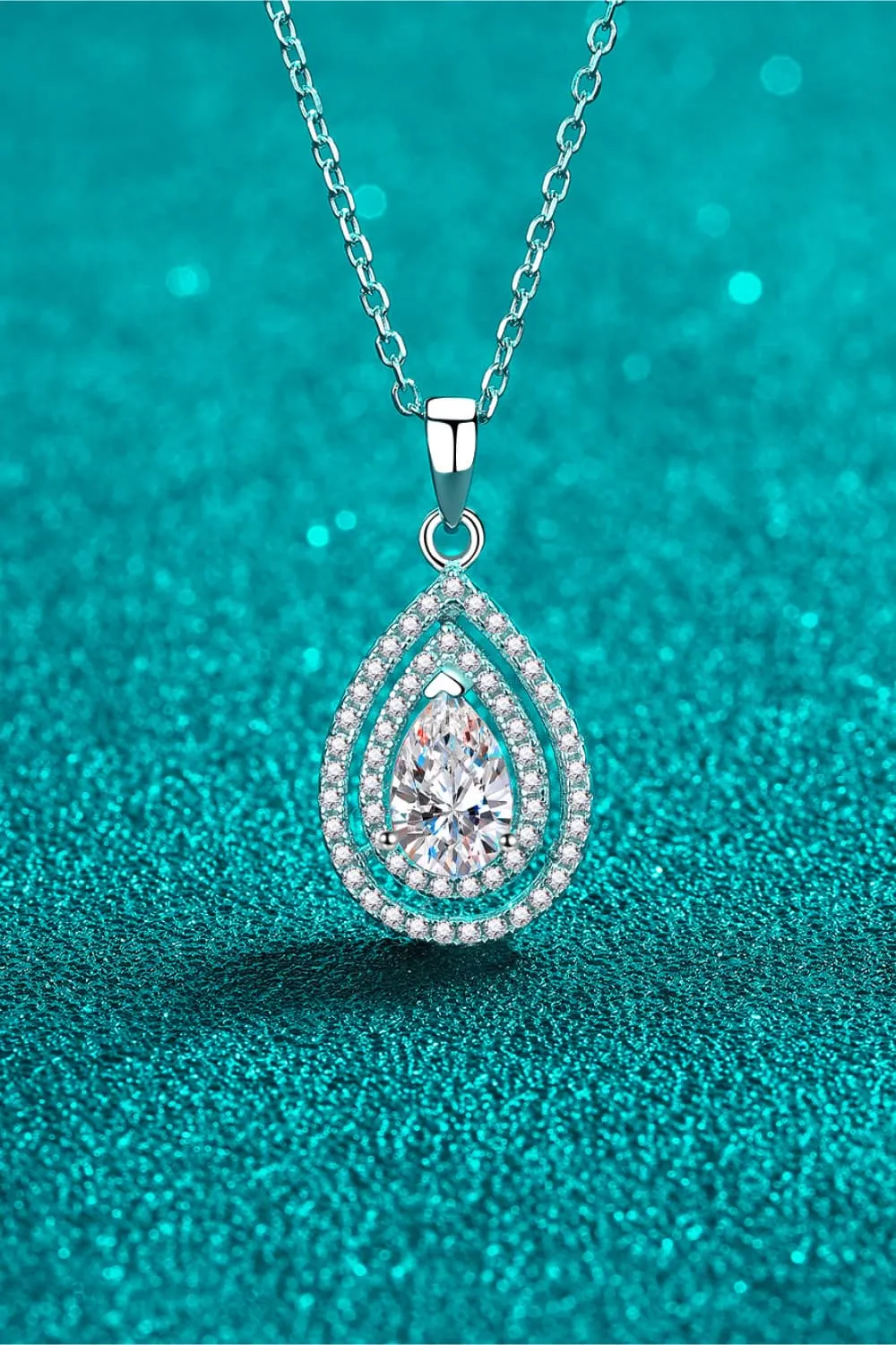 1 Carat Moissanite Teardrop Pendant Necklace, image 2