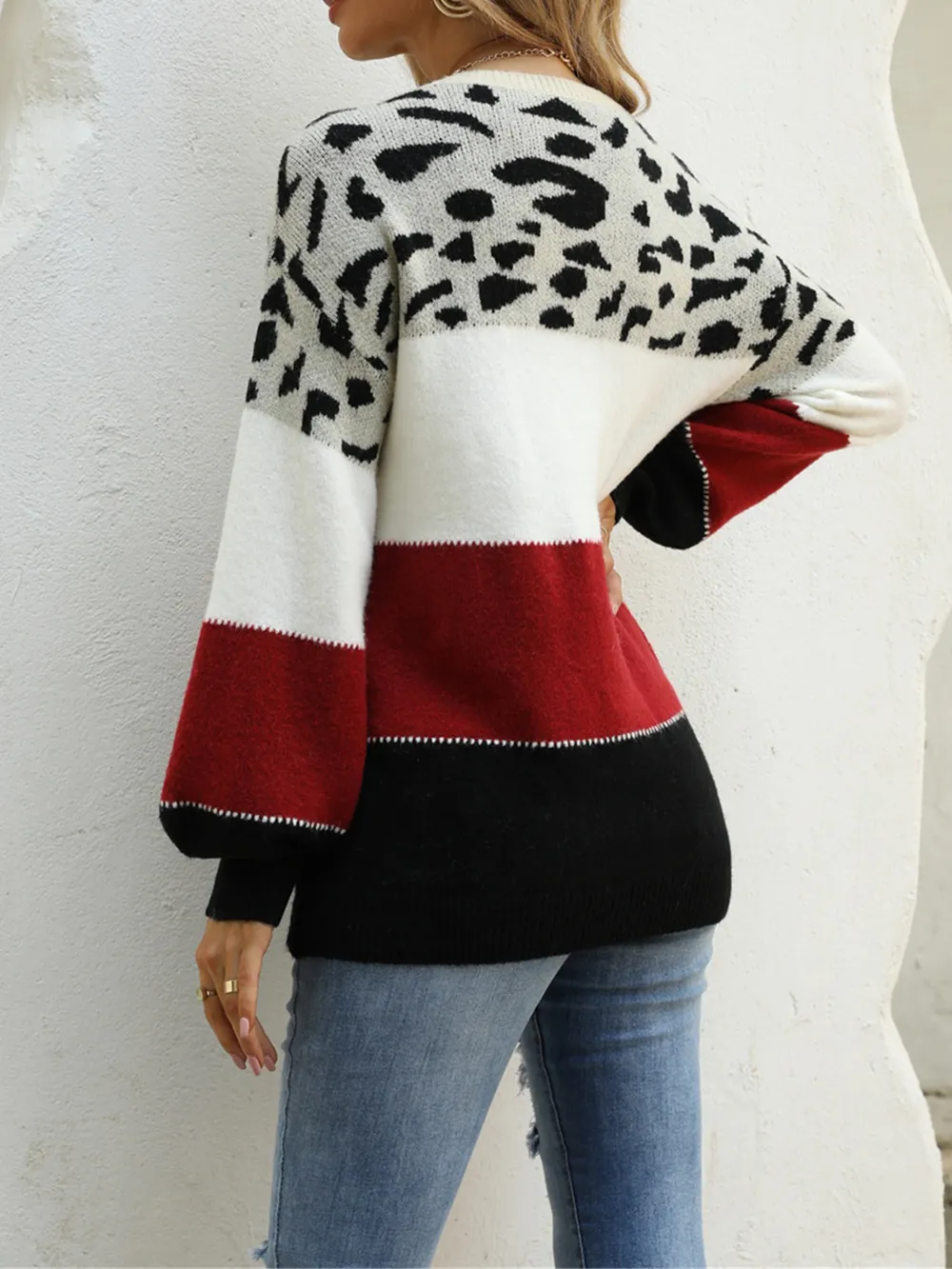 Color Block Round Neck Sweater, image 7