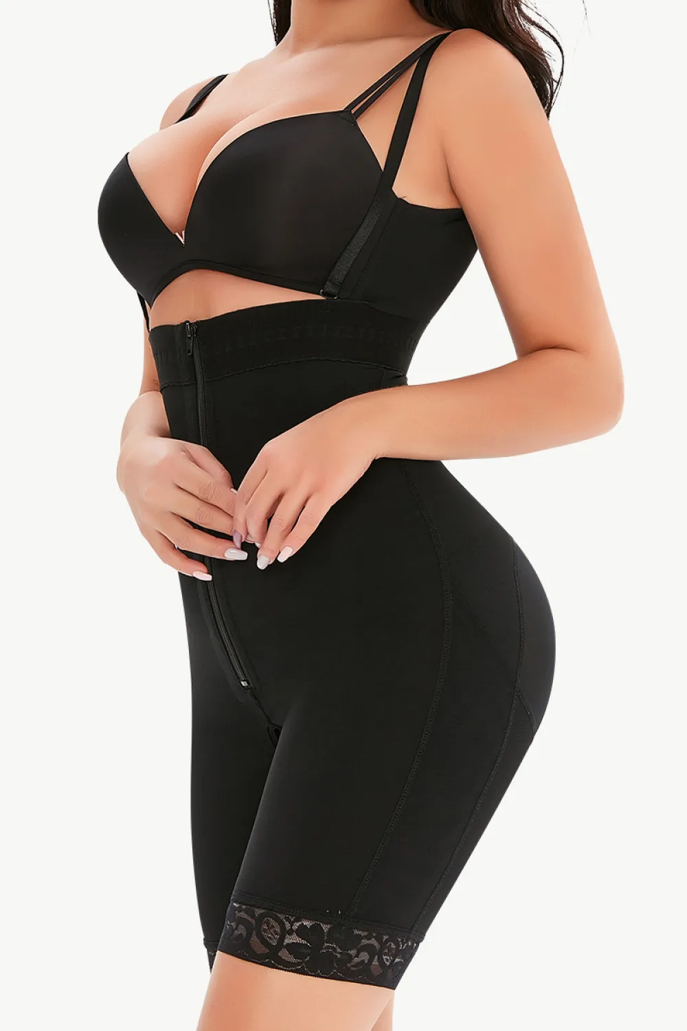Full Size Lace Detail Zip-Up Under-Bust Shaping Bodysuit, image 4