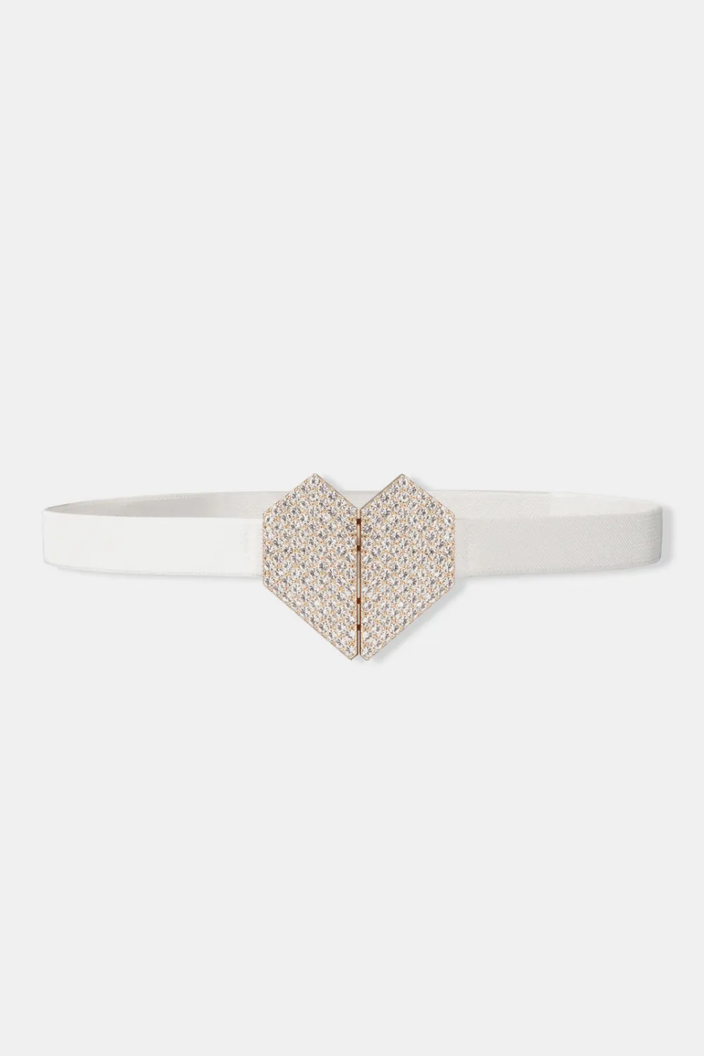 Rhinestone Heart Buckle Elastic Belt, image 4