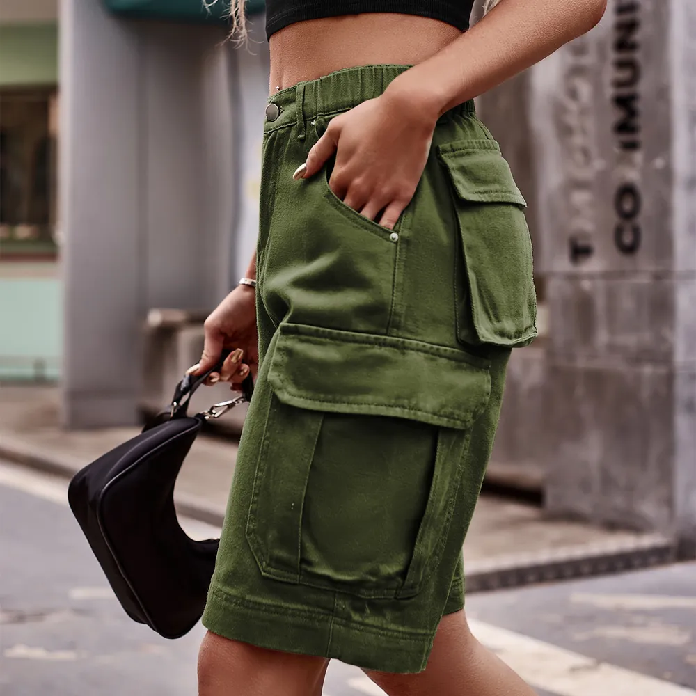 Denim Cargo Shorts with Pockets, image 4
