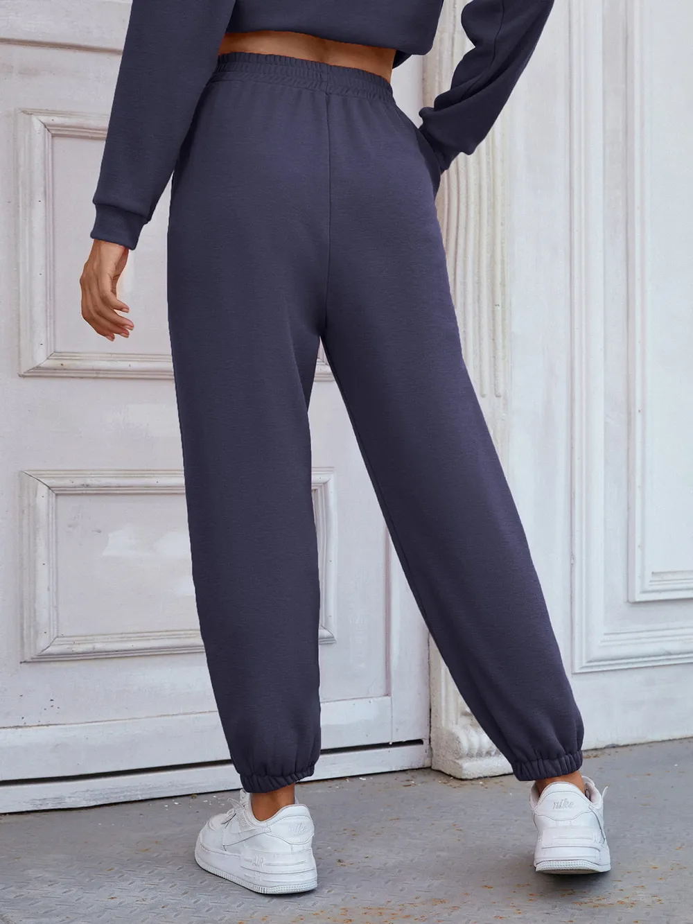 Elastic Waist Joggers with Pockets, image 2