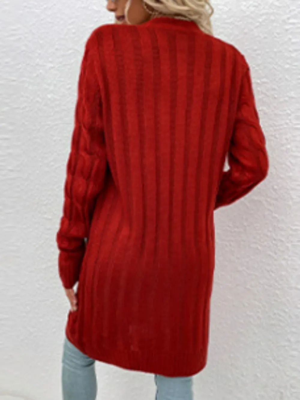Cable-Knit Button Down Cardigan with Pockets, image 22