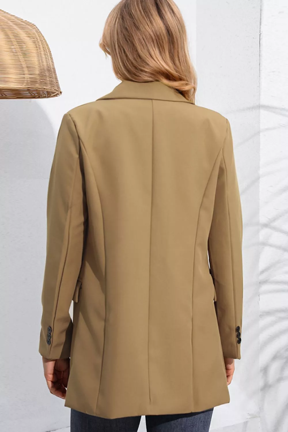 Lapel Neck Long Sleeve Blazer with Pockets, image 3