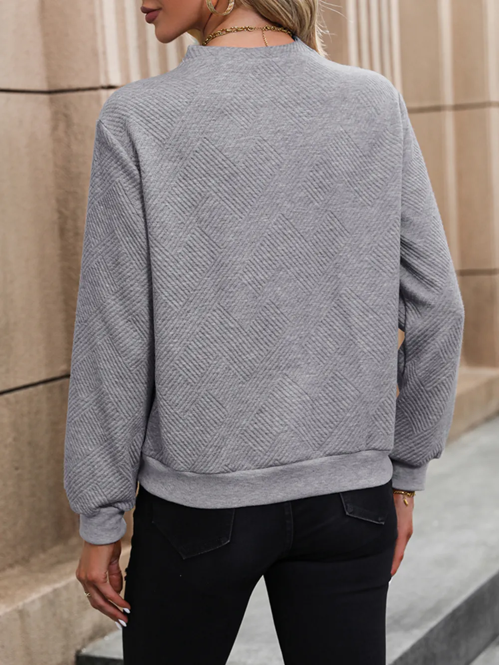 Asymmetrical Neck Long Sleeve Blouse, image 4