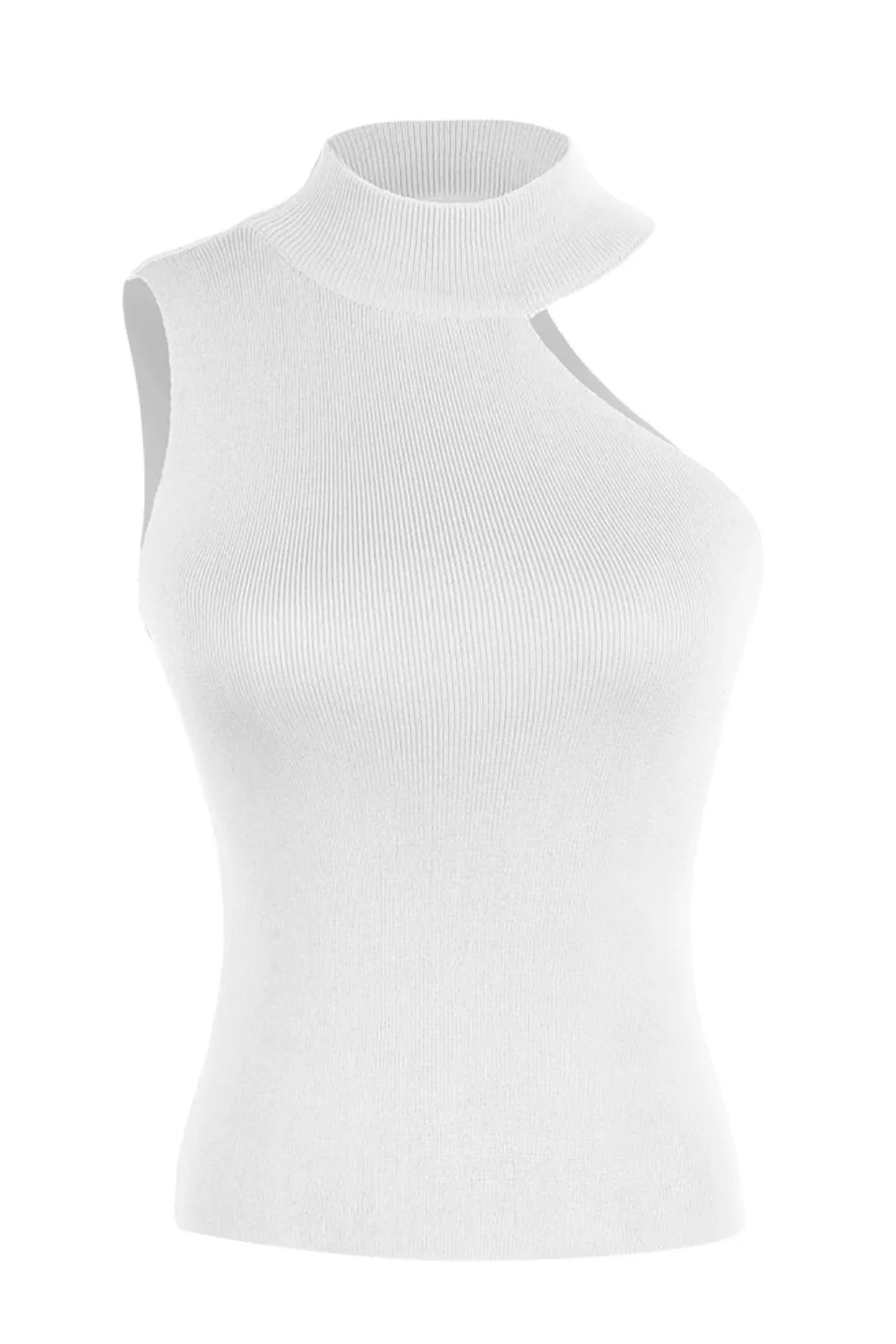Asymmetrical Sleeveless Rib-Knit Top, image 6