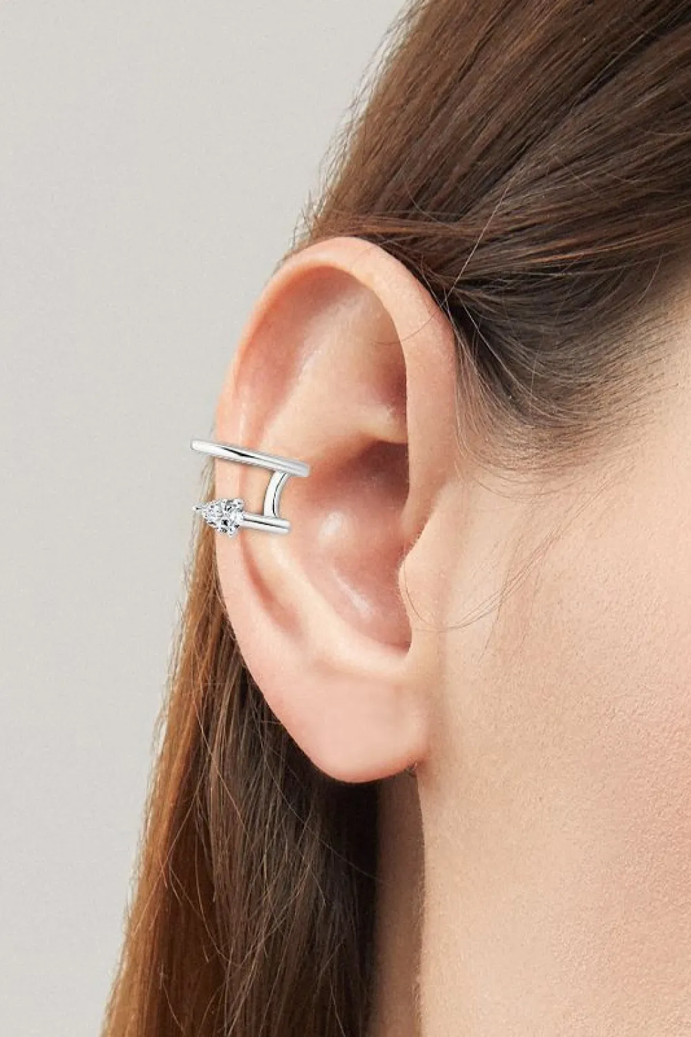 Moissanite 925 Sterling Silver Cuff Earrings, image 3