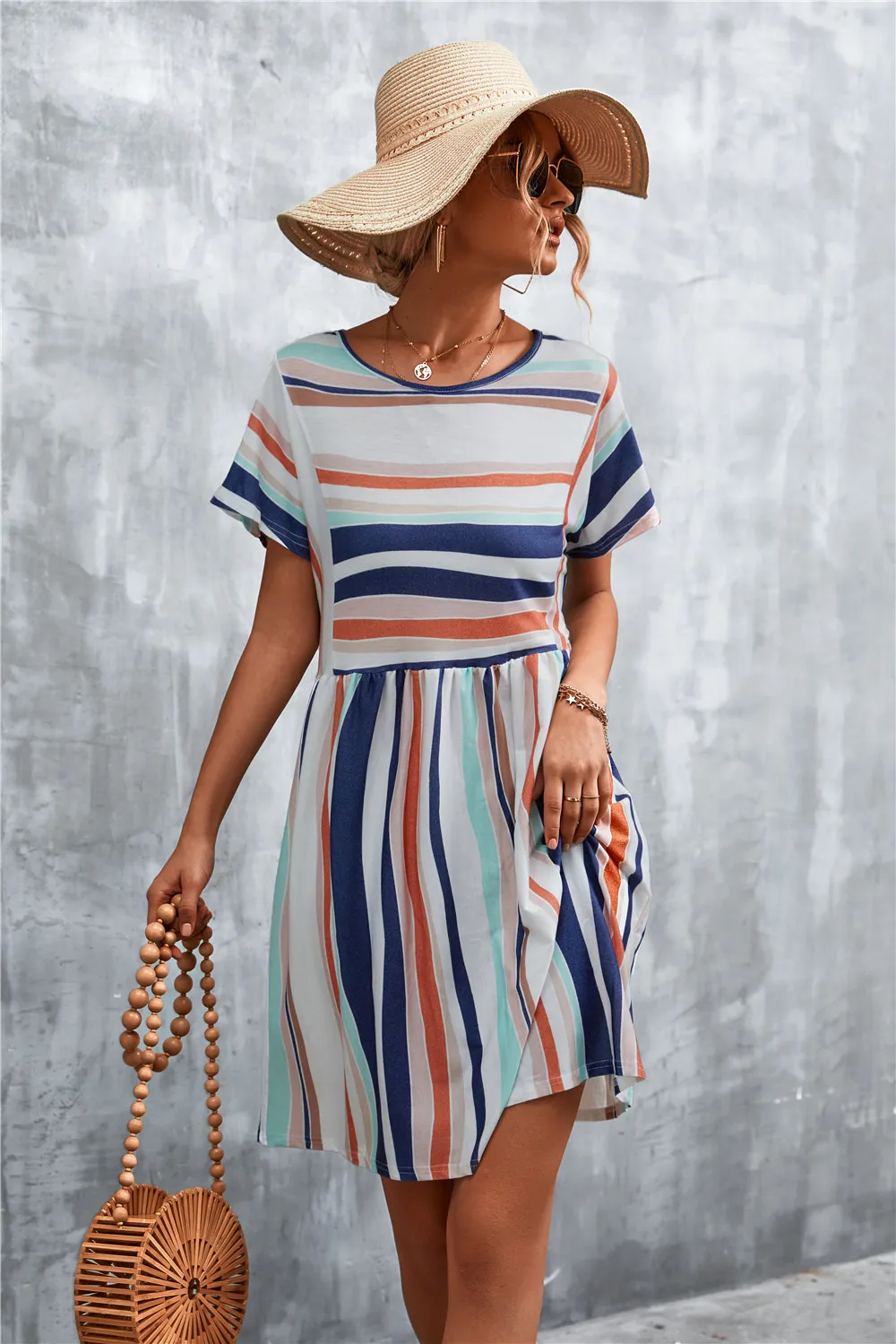 Striped Round Neck Dress, image 7