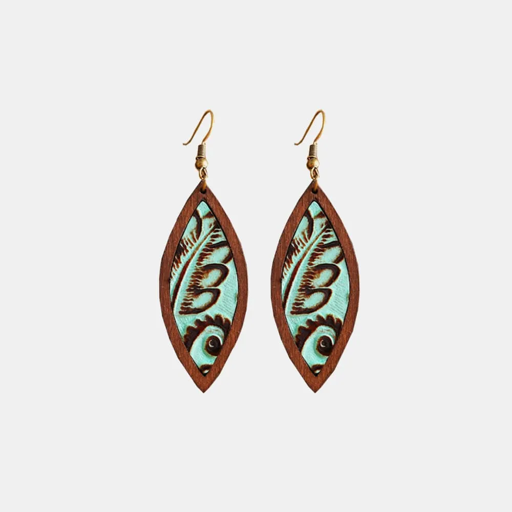 Geometrical Shape Wooden Dangle Earrings, image 2